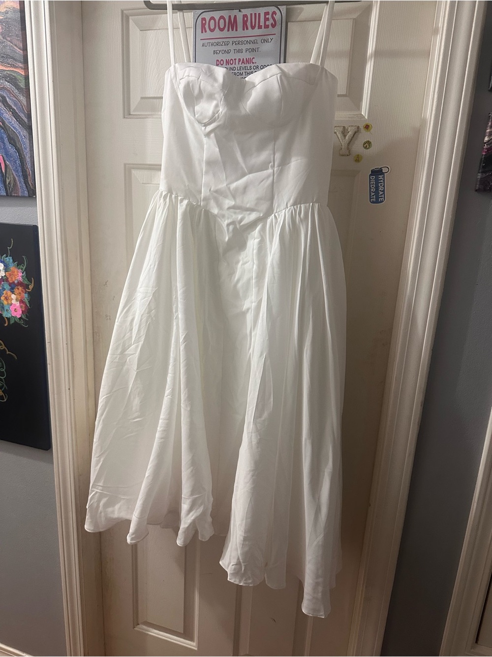 Strapless White Bridal Tea-Length Dress